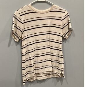 REI CO-OP Womens Hemp Shirt Striped White Black XS Extra Small Gorpcore Granola